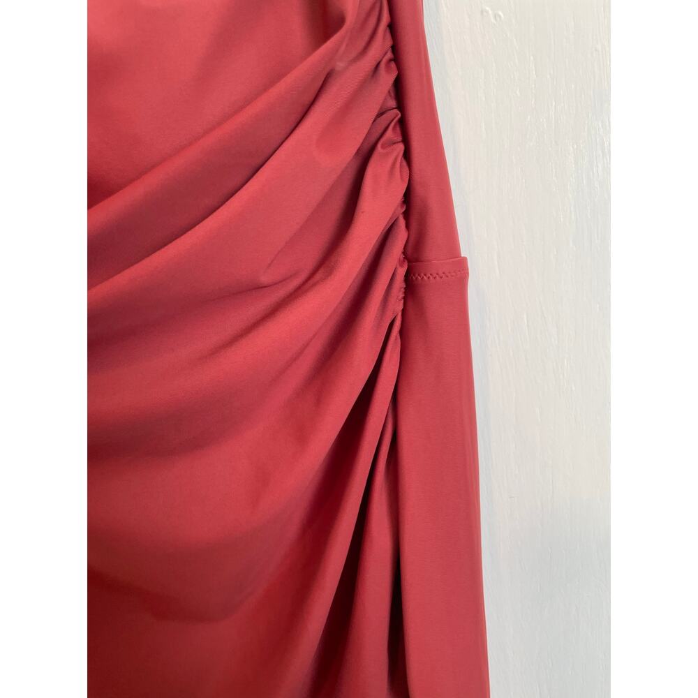 J. Crew Woman's One Shoulder Ruched One Piece Swimsuit Orange Padded Resort 24 - Picture 7 of 10